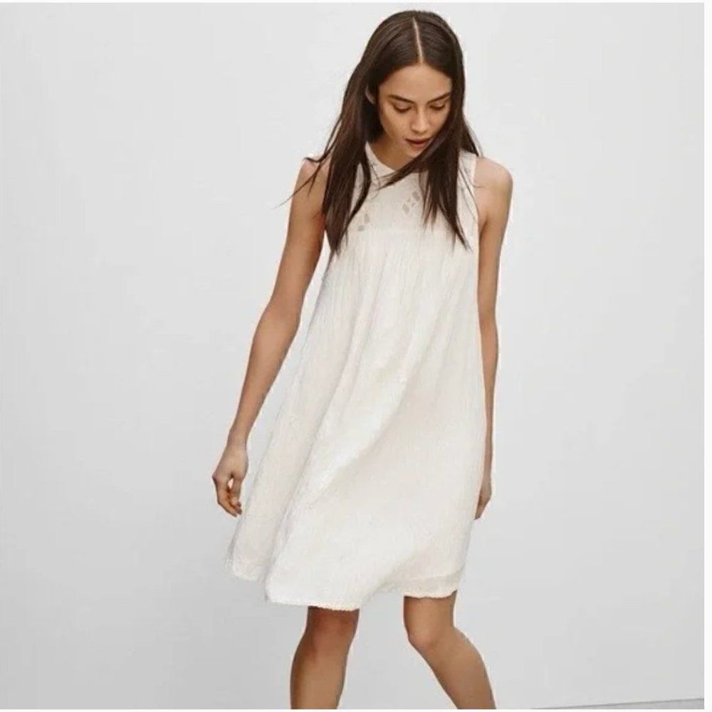 Wilfred Shift Allier Smocked Mini Dress XS Model Silk